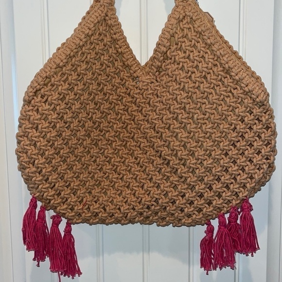 SUNNY Days macramé beach tote bag purse hippie boho New cute tassels - Picture 6 of 9